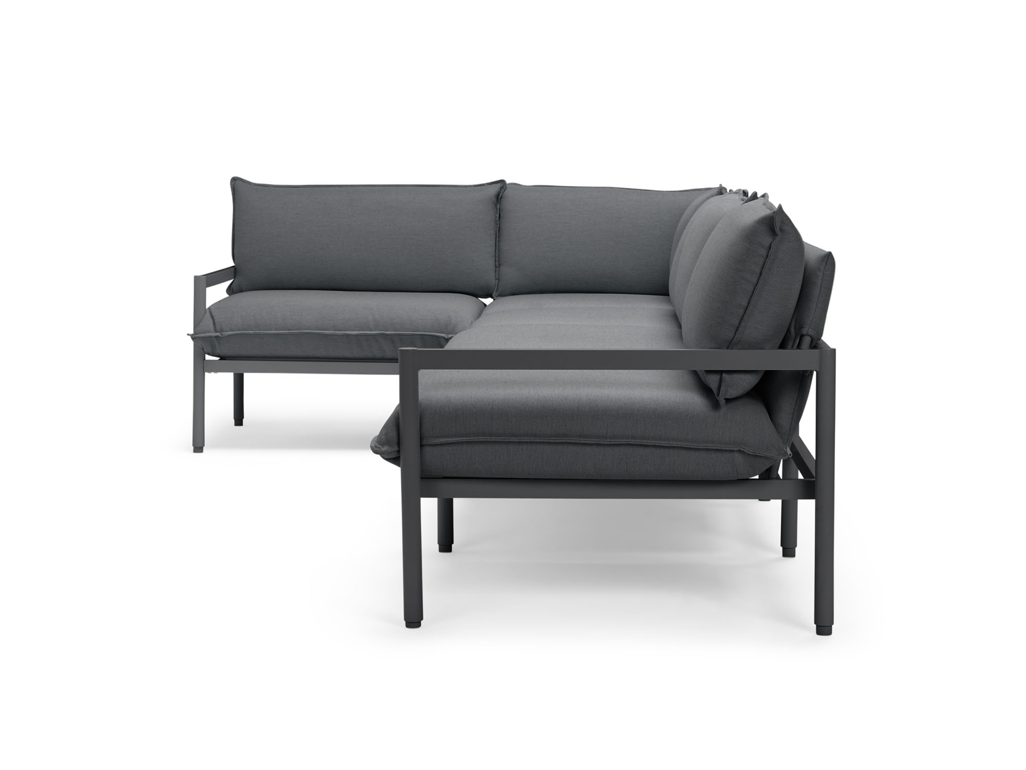 Side view of black 5-piece outdoor sectional sofa